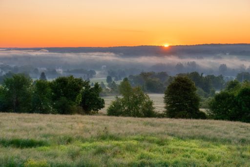 The beautiful scenery of the sunrise in the countryside of Northwest Pennsylvania - perfect natural background or wallpaper