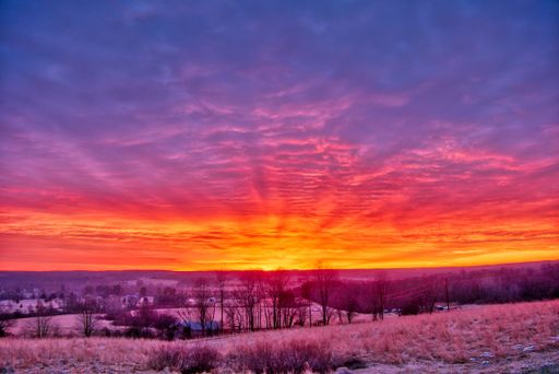 The beautiful scenery of the sunrise in the countryside of Northwest Pennsylvania - perfect natural background or wallpaper