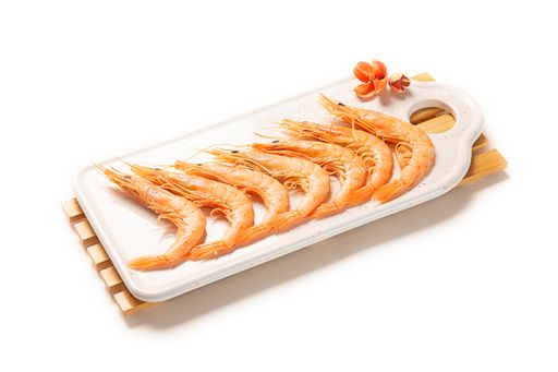 A close-up shot of delicious seafood isolated on a white background
