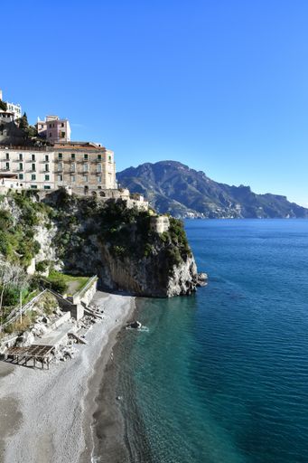 Panoramic view of the Amalfi coast in the province of Salerno,