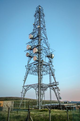 A vertical shot of a Telecommunication tower