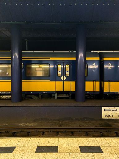 A vertical shot of the metro station in Amsterdam, Netherlands