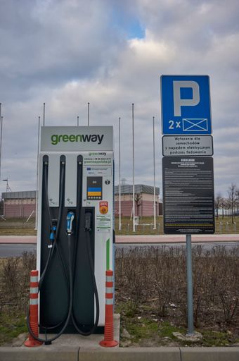 The electric charge station for cars in the Franowo area, Poland