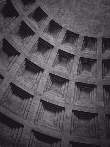 The ceiling of the Pantheon in Rome, Italy