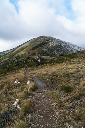 A vertical shot of the Mount Feathertop, Victoria under the cloudy sky