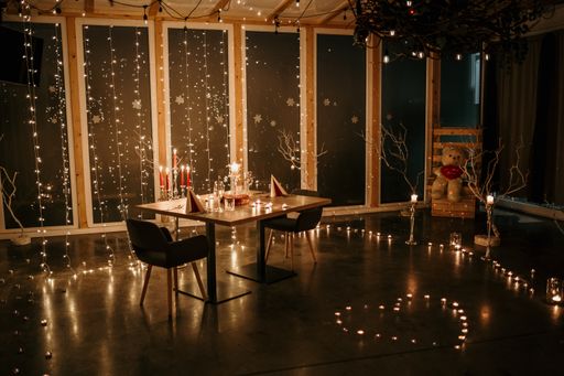 photo of dimly lit room for valentines day