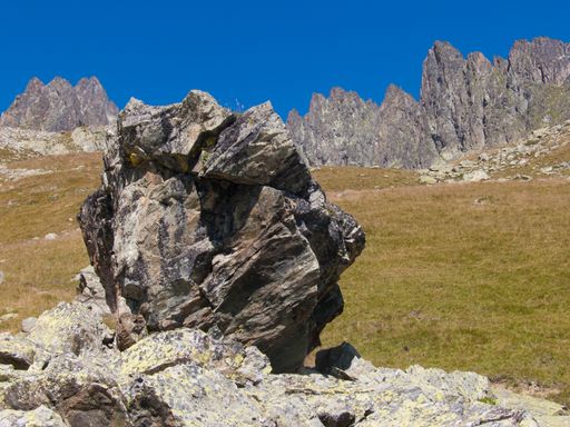 A jagged stone formation on the Lac de la Combe trail in Haute Savoie, France