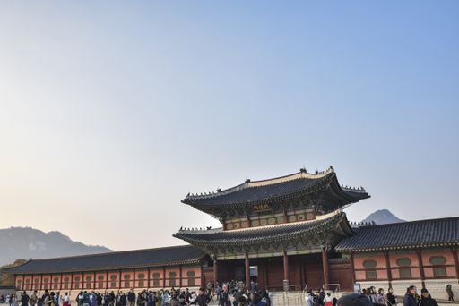 The beautiful Gyeongbokgung pagoda in Seoul, South Korea