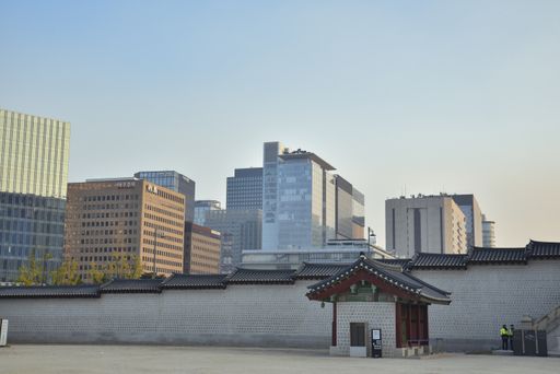 The outside of Gwanghwamun Gate in Seoul, South Korea