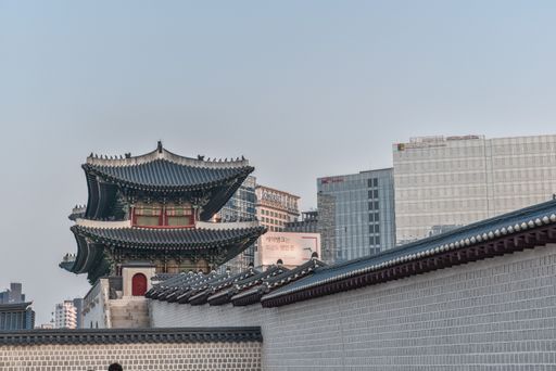 The Gwanghwamun Gate in Seoul, South Korea