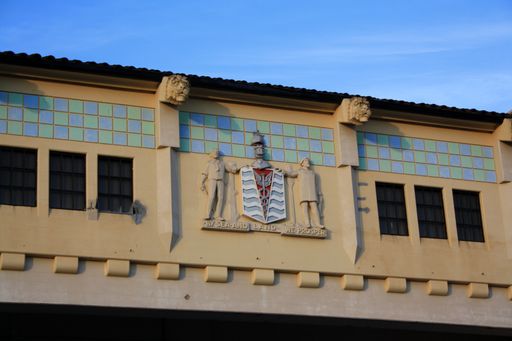 A close-up shot of a relief on Burrard Bridge in downtown Vancouver, British Columbia, Canada