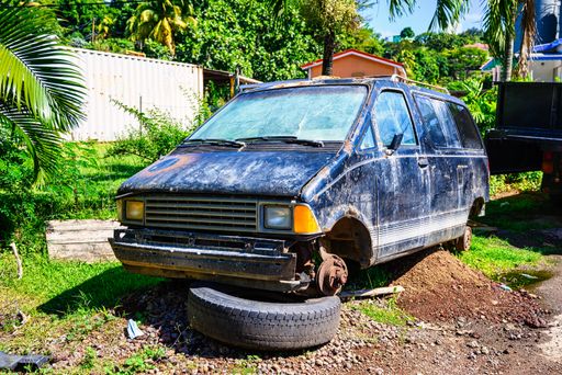 Scrap cars on the Caribbean islands are everywhere