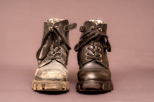 A pair of shoes one maintained vs another not maintained. The importance of maintenance