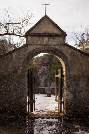 The entrance with iron gates leading to the Sanctuary of San Romedio