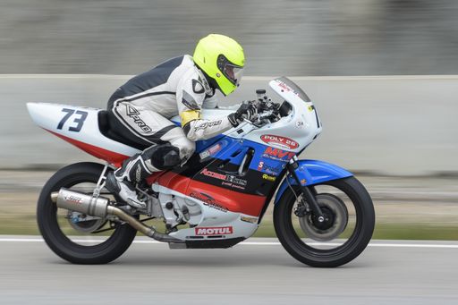 A classic revival race of Honda VFR in the asphalt speed track