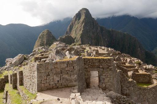 The Machu Picchu Inca archaeological site on the Andes Mountains,  Peru