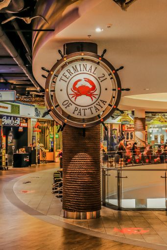 A vertical shot of the big shopping mall terminal 21 in Pattaya , Thailand