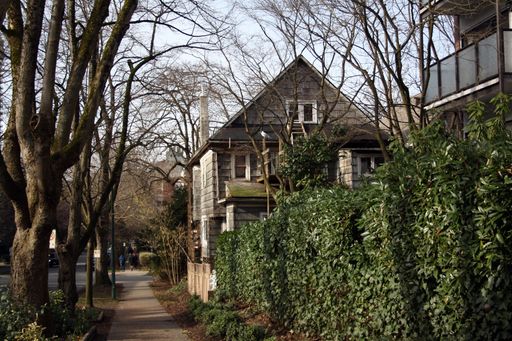 An old wooden house in downtown Vancouver, Canada.