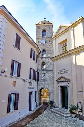 A closeup of a narrow street of Castro dei Volsci in medieval town of Lazio region, Italy