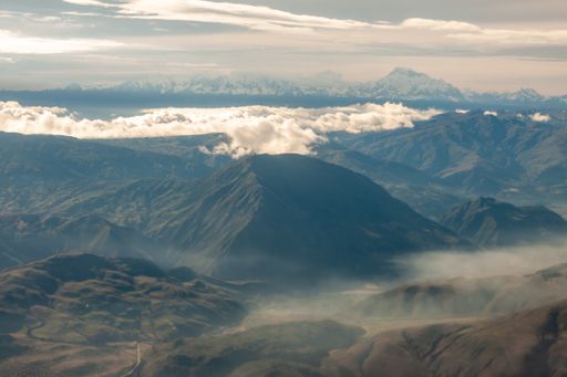 A beautiful view of the Andes mountains from the airplane to LIma, Peru