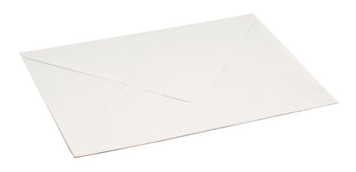 A closeup shot of a white envelope isolated on a white background