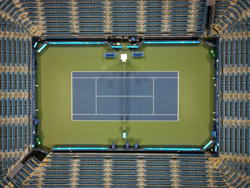 An aerial view of a tennis court in South Lebanon