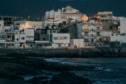A beautiful view of modern houses from a sea in Spain, Tenerife