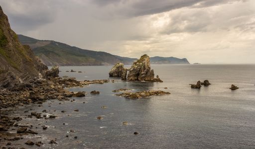 A panoramic shot of San Juan de Gaztelugatxe in Bakio, Spain