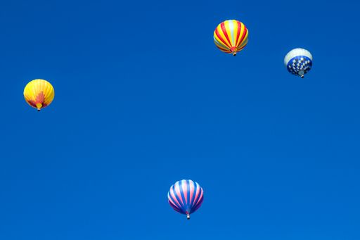 A low angle shot of hot air balloons at 2019 Albuquerque International Balloon Fiesta