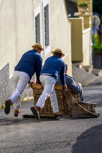 The Wicker toboggan ride in Funchal Madeira Portugal