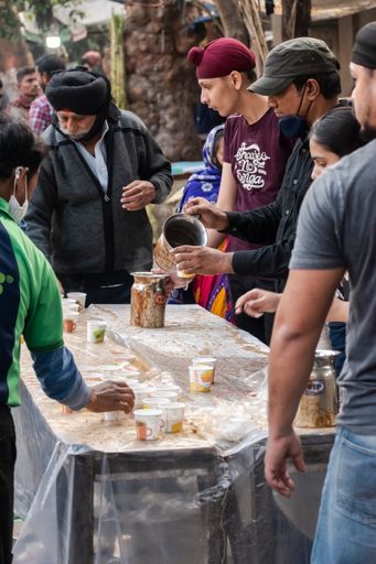 Some Sikhs distributing refreshments on the streets of Kolkata on the occasion of Guru Govind Singh's birthday.