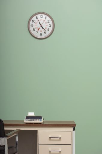 A vertical shot of a working place interior