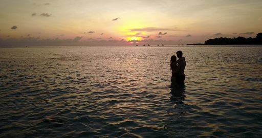a photo of honeymoon on the beach and sea in Maldives