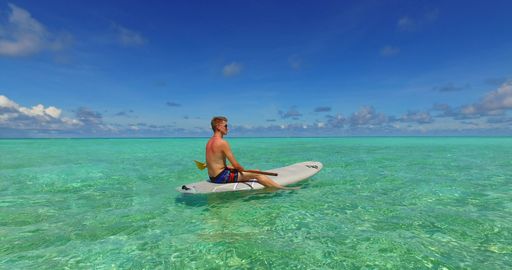 a photo of honeymoon on the beach and sea in Maldives