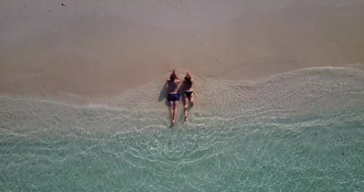 a photo of honeymoon on the beach and sea in Maldives