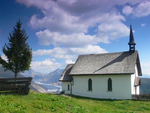 A small church in the mountains in Valais, Switzerland