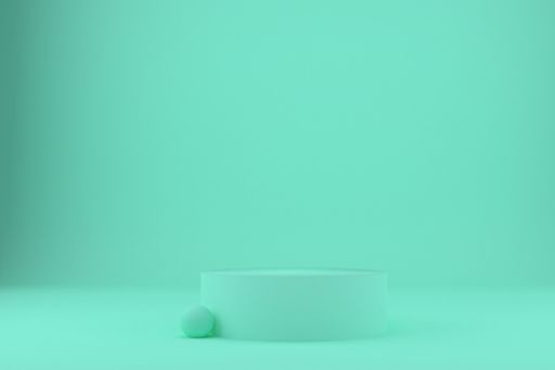Product podium with ball sphere on pastel green background. 3d rendering