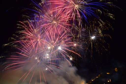 A beautiful view of fireworks at night