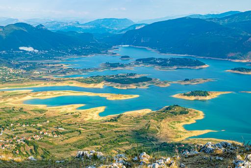 A landscape view of Ram Lake in Bosnia and Herzegovina