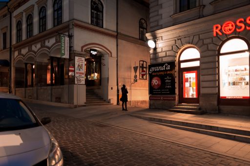 A beautiful view of the early evening street in Cieszyn, Poland