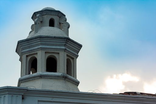Smokestack detail in colonial house of La Antigua Guatemala, in Central America, Spanish heritage, outdoor architectural detail usually made of brick