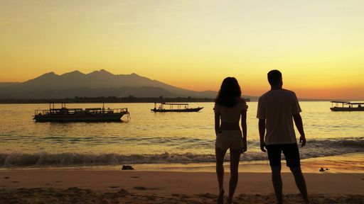 A photo of a Russian beautiful couple in Gili Meno, Lombok, Indonesia, Asia