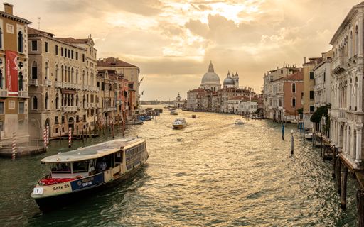 The Grand Canal in Venice, Italy at sunset