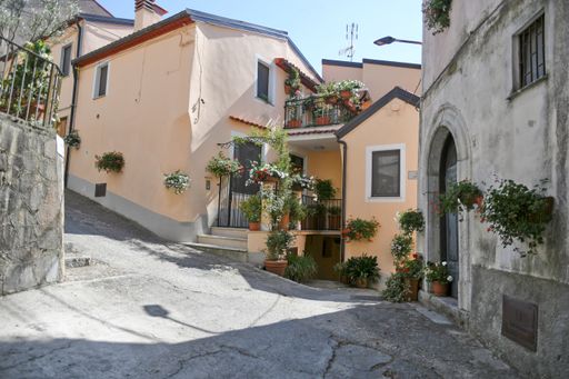 A street in the historic center of Rivello, Italy in the Basilicata region