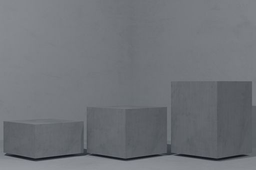 3d rendering. Set of abstract 3D room with yellow background, white cube steps pedestal podium set.