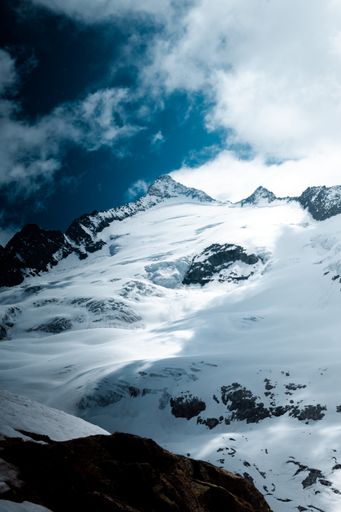 A mesmerizing view of a snow-capped mountainous landscape in Austria