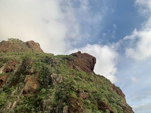 A Beautiful shot of Point of Saint Lawrence (Ponta de Sao Lourenco) cliff under a gray cloudy sky