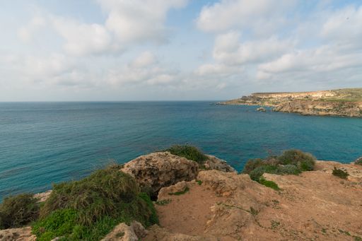A beautiful seascape of golden bay in Malta