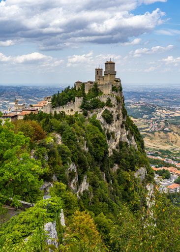 A scenic vertical shot of the Guaita tower at the Republic of San Marino