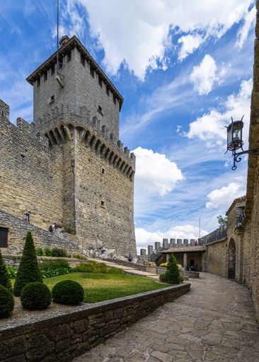 A vertical shot inside Guaita Fortress, the most important historic landmark in Republic of San Marino